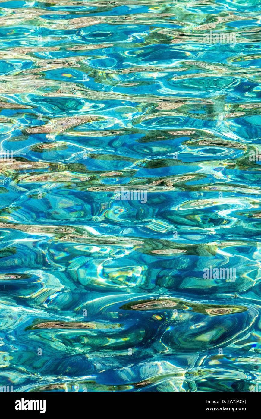 Aquagraphy of the play of colours in the sea. Stock Photo