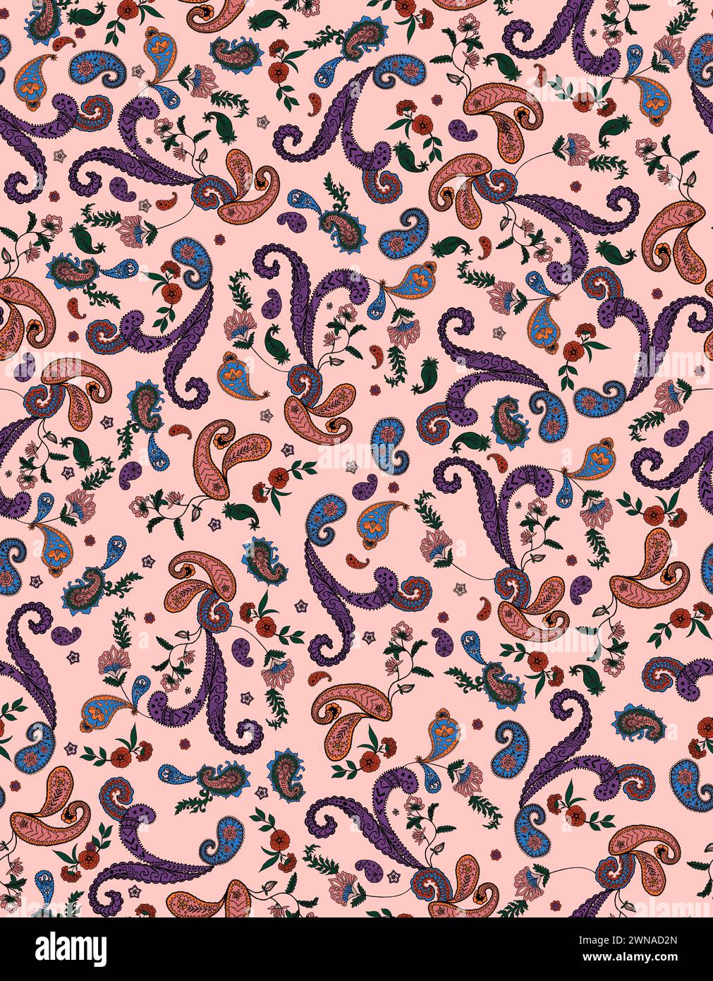 Vibrant swirling patterns on pink backdrop in illustration Stock Photo