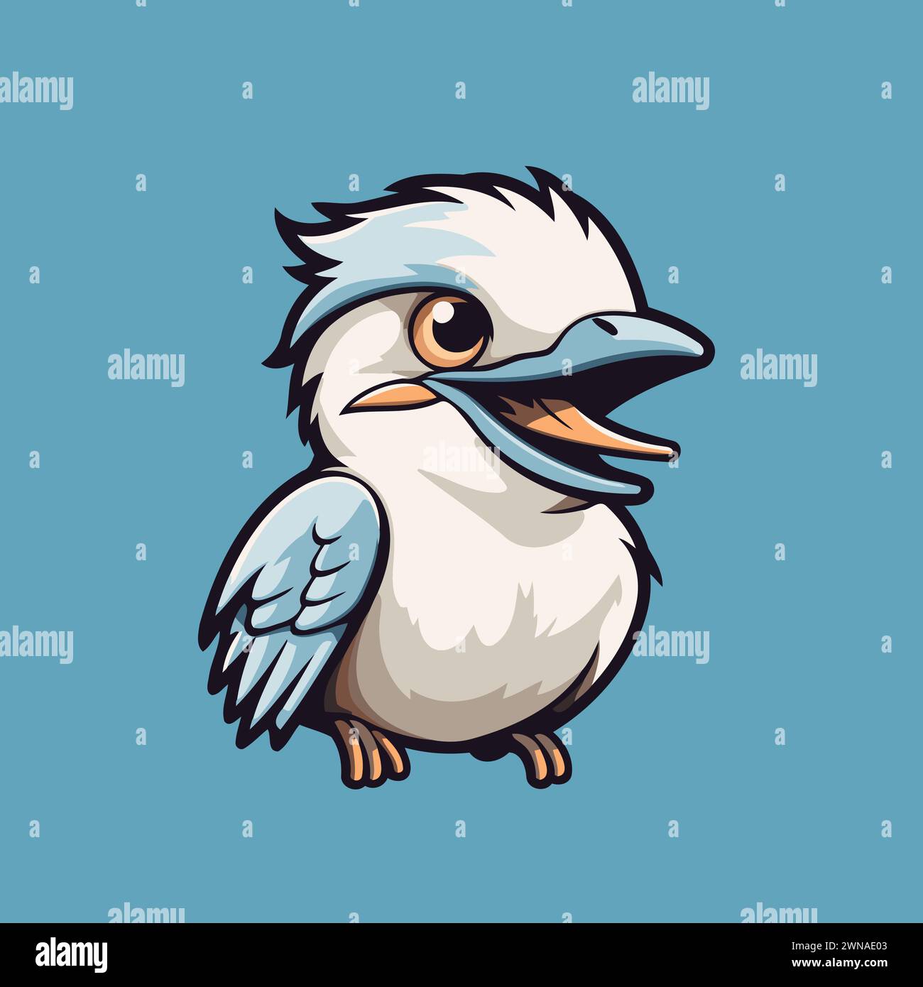 Vector illustration of a cute cartoon kookaburra bird. Stock Vector
