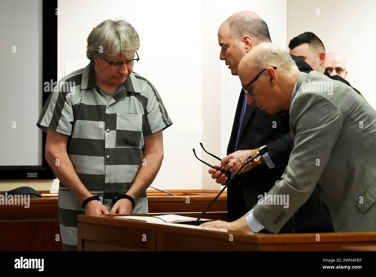 Kevin Monahan arrives for sentencing on Friday, March 1, 2024, at ...