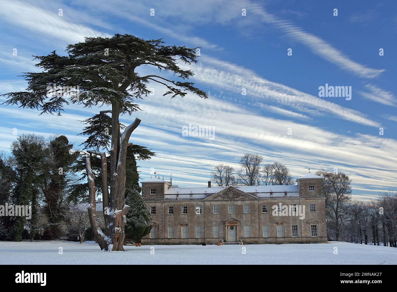 Lydiard House, Lydiard Park in Snow Stock Photo