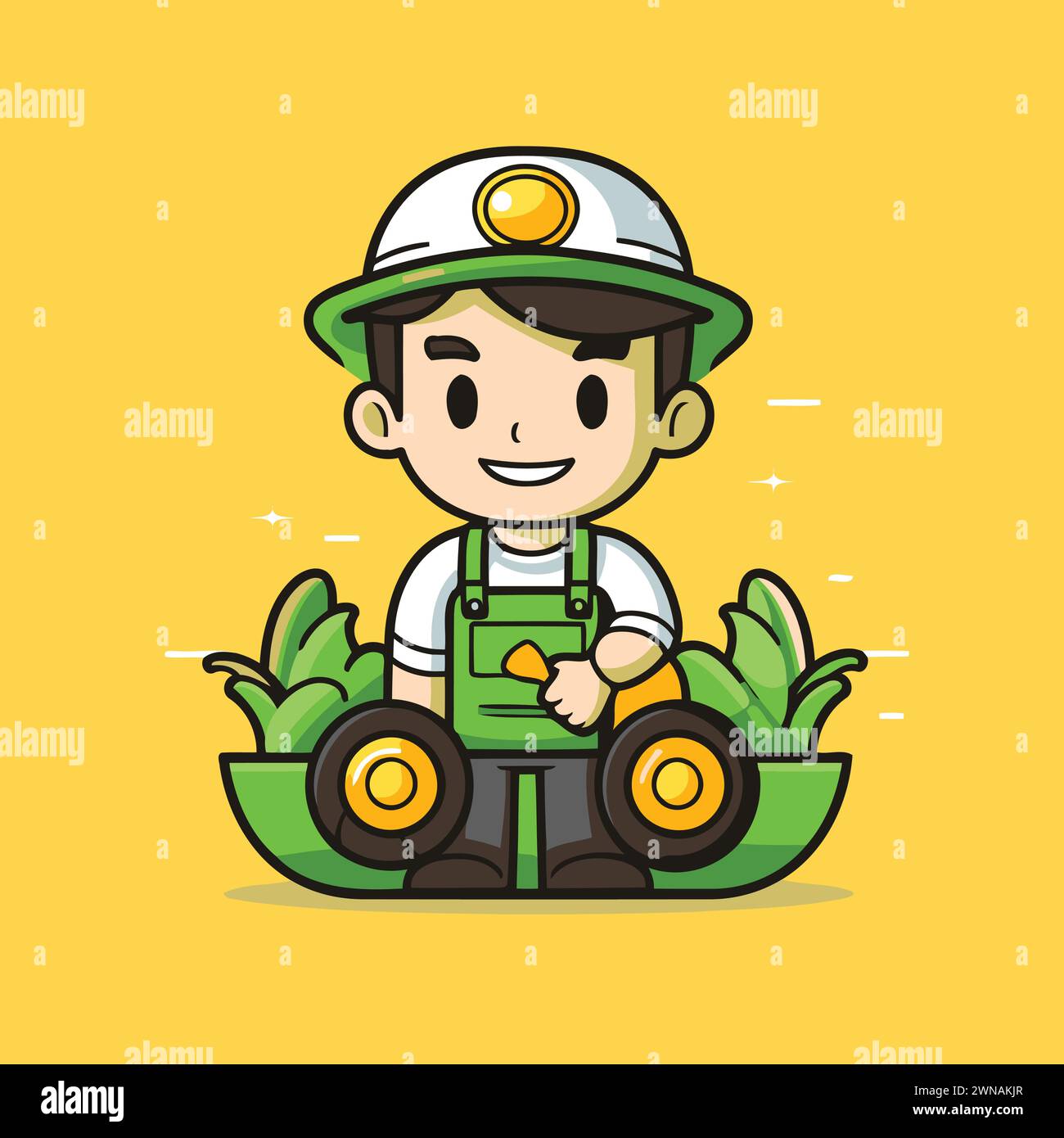 Farmer driving tractor vector cartoon hi-res stock photography and ...