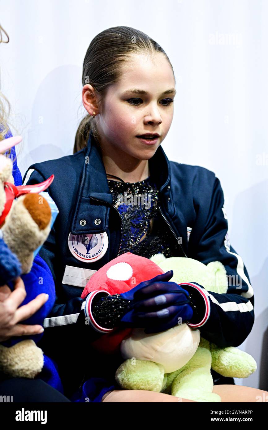 Stefania GLADKI (FRA), at Kiss & Cry, during Junior Women Free Skating ...