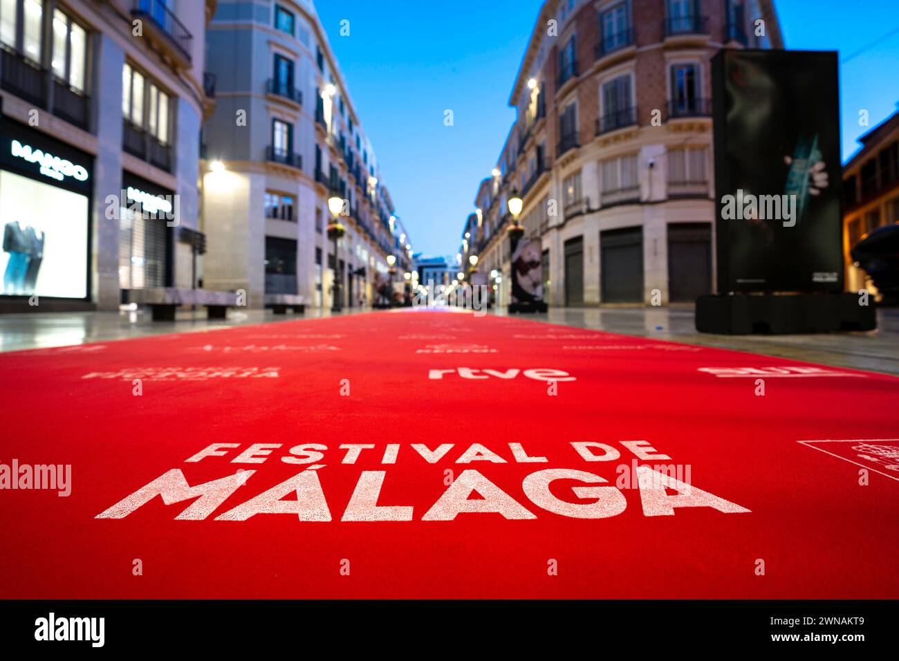 Malaga, Spain, EU - Feb. 29, 2024. Annual Malaga film festival, Festival de Málaga, a red carpet event featuring Spanish language films, stars, fans. Stock Photo