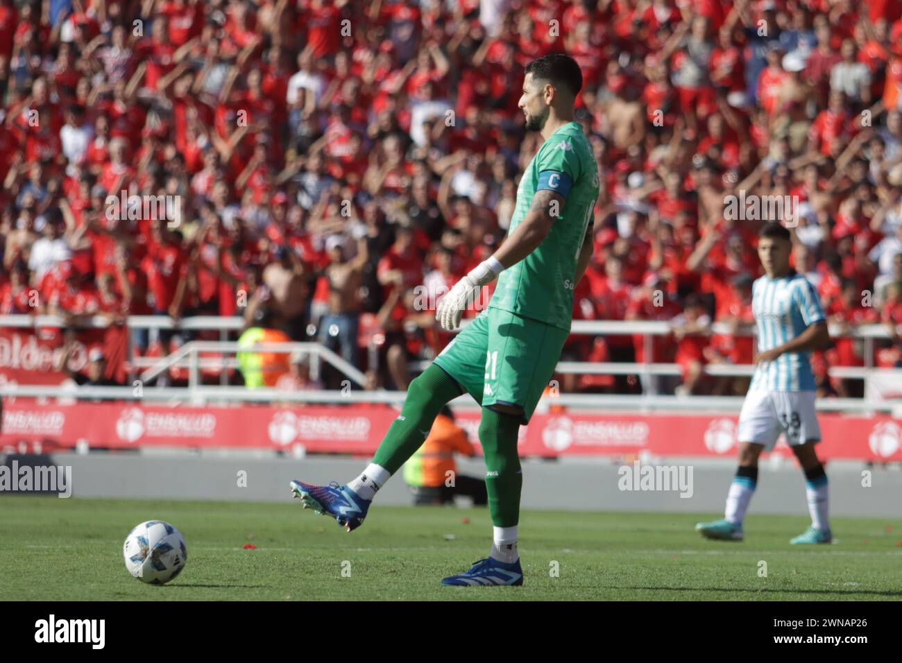 Avellaneda, Argentina, 24, February, 2024. Gabriel Arias passes the ball during the match between Independiente vs Racing Club. Stock Photo