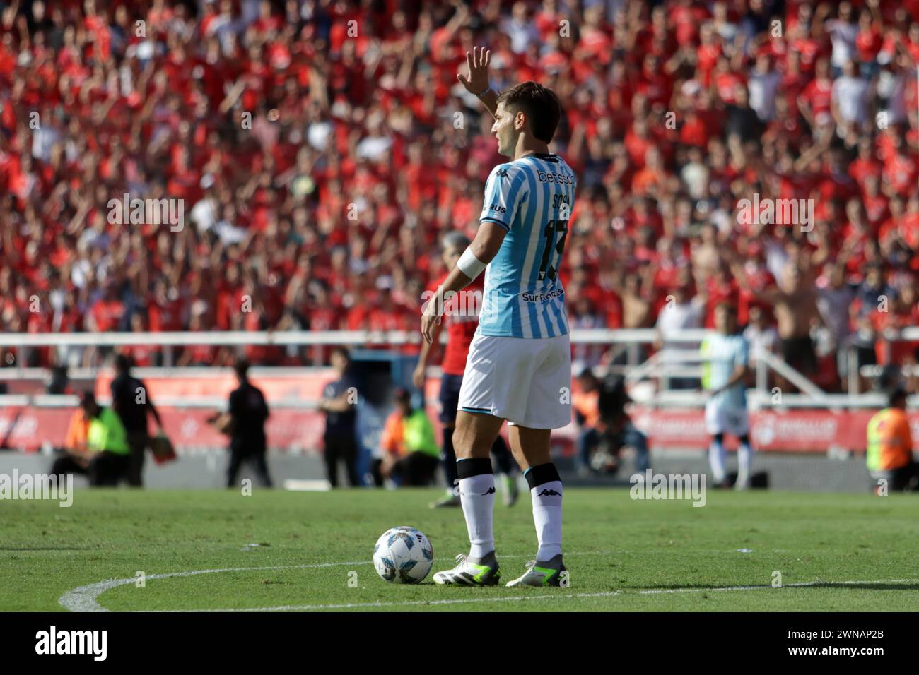 Avellaneda, Argentina, 24, February, 2024. Santiago Sosa shouts instructions during the match between Independiente vs Racing Club. Stock Photo