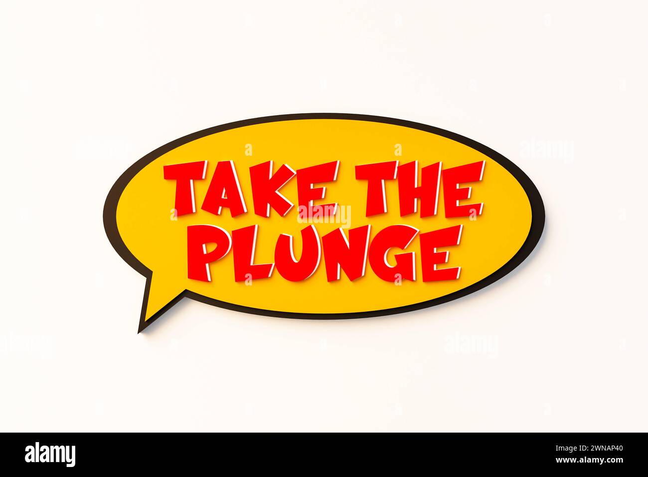 Take the plunge, cartoon speech bubble. Take the plunge, cartoon speech bubble. Colored online chat bubble, comic style. Encouragement, inspiration, c Stock Photo