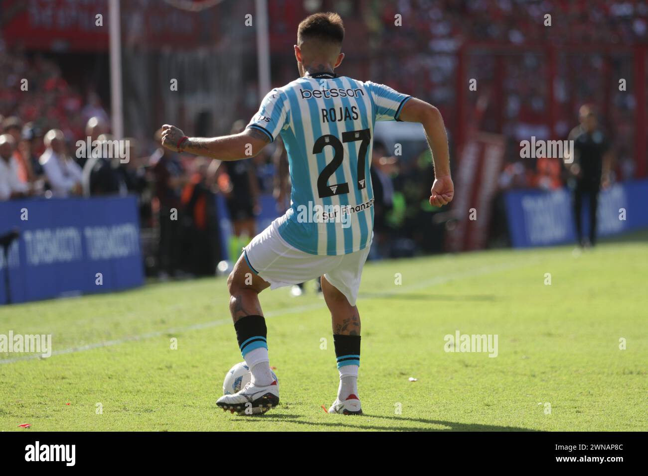 Avellaneda, Argentina, 24, February, 2024. Gabriel Rojas passes the ball during the match between Independiente vs Racing Club. Stock Photo
