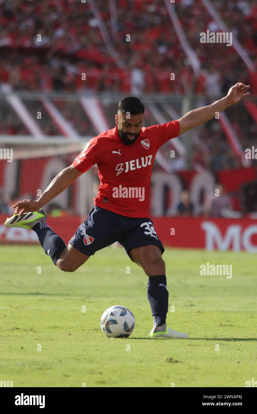 Avellaneda, Argentina, 24, February, 2024. Alexis Canelo passes the ball during the match between Independiente vs Racing Club. Stock Photo