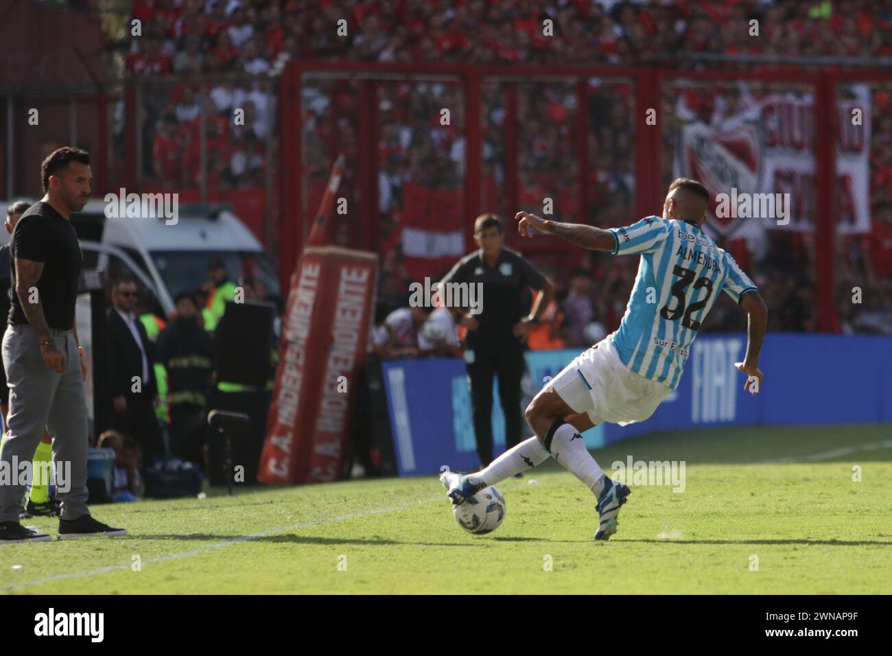 Avellaneda, Argentina, 24, February, 2024. Agustin Almendra in action  during the match between Independiente vs Racing Club. Stock Photo