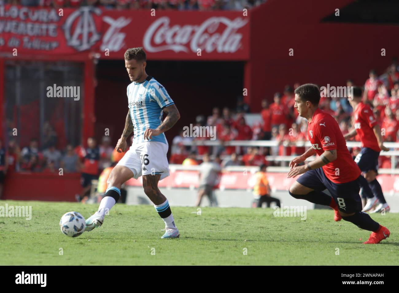 Avellaneda, Argentina, 24, February, 2024. Bruno Zuculini passes the ball during the match between Independiente vs Racing Club. Stock Photo