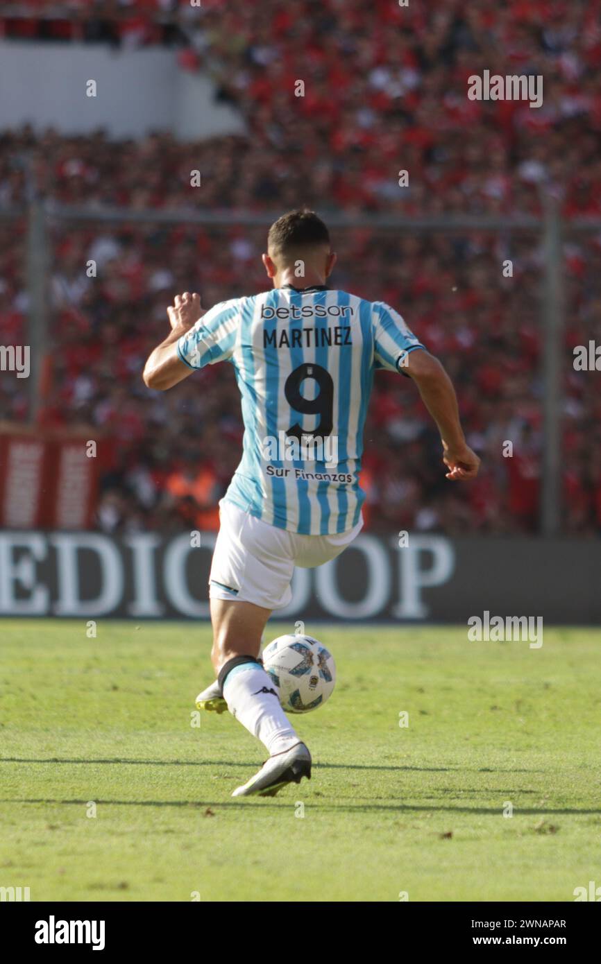 Avellaneda, Argentina, 24, February, 2024. Adrian Martinez passes the ball during the match between Independiente vs Racing Club. Stock Photo