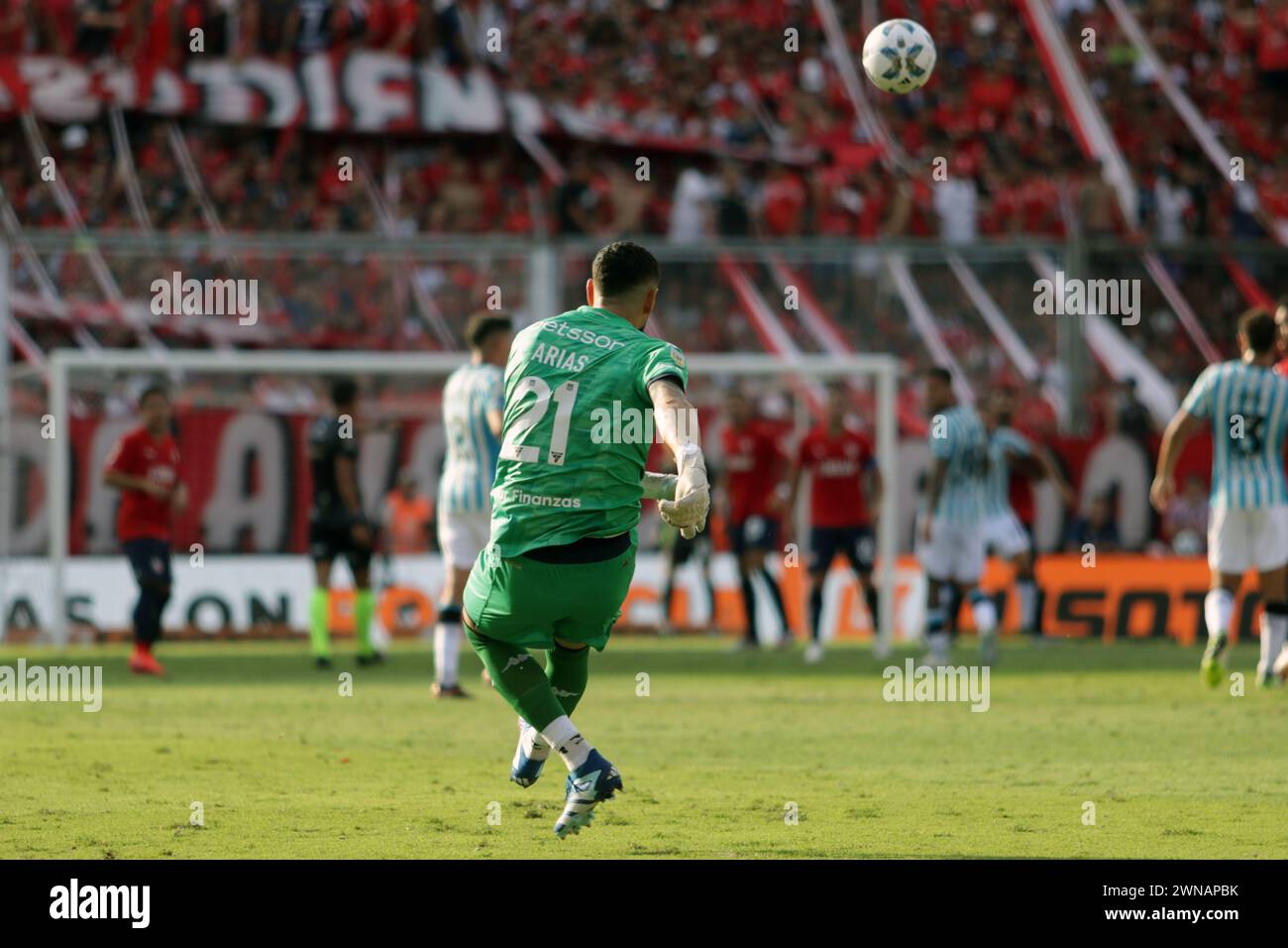 Avellaneda, Argentina, 24, February, 2024. Gabriel Arias shoot the ball during the match between Independiente vs Racing Club. Stock Photo