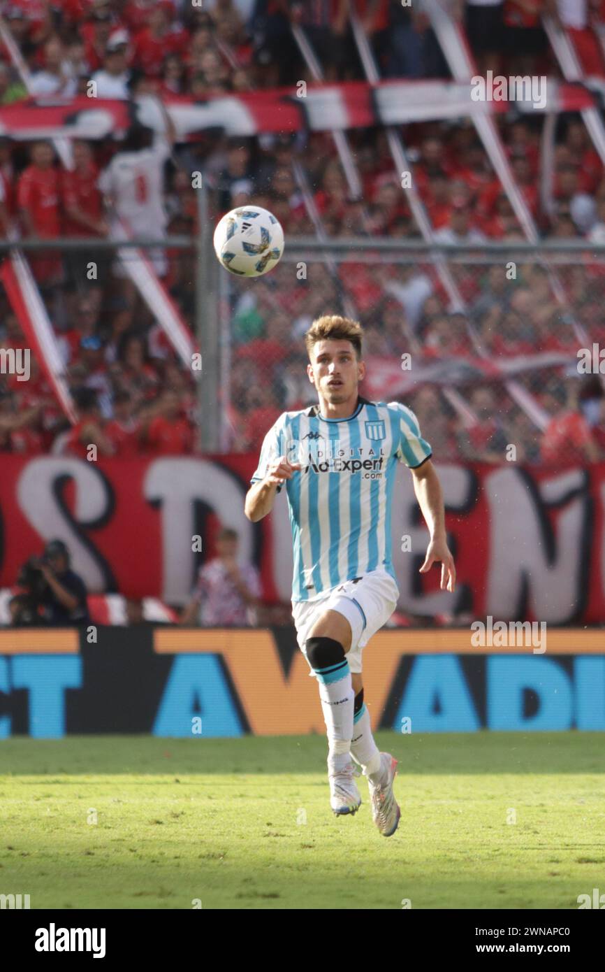Avellaneda, Argentina, 24, February, 2024. Facundo Mura in action during the match between Independiente vs Racing Club. Stock Photo