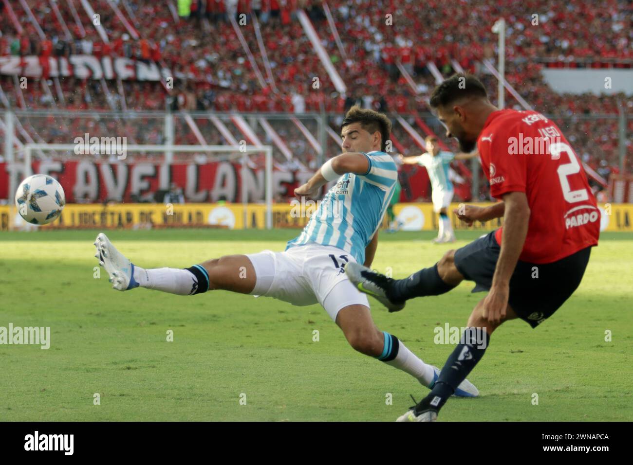 Avellaneda, Argentina, 24, February, 2024. Joaquin Laso shoot the ball during the match between Independiente vs Racing Club. Stock Photo