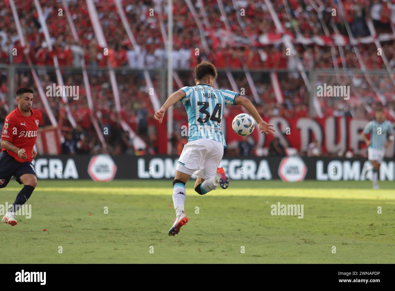 Avellaneda, Argentina, 24, February, 2024. Facundo Mura in action during the match between Independiente vs Racing Club. Stock Photo