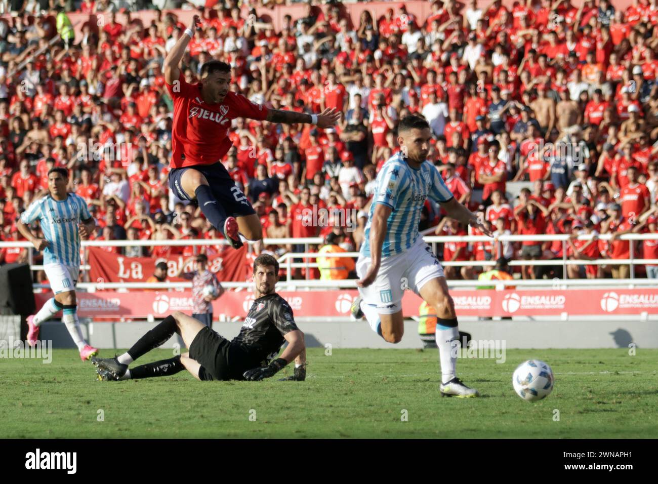 Avellaneda, Argentina, 24, February, 2024. Adrian Martinez dribbles with the ball during the match between Independiente vs Racing Club. Stock Photo