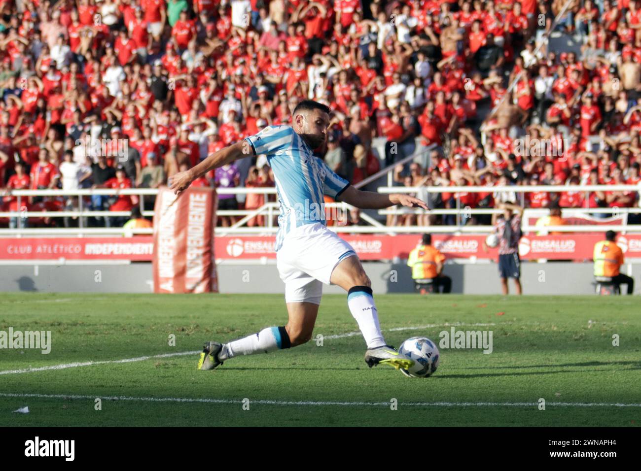 Avellaneda, Argentina, 24, February, 2024. Adrian Martinez scores his team’s first goal during the match between Independiente vs Racing Club. Stock Photo