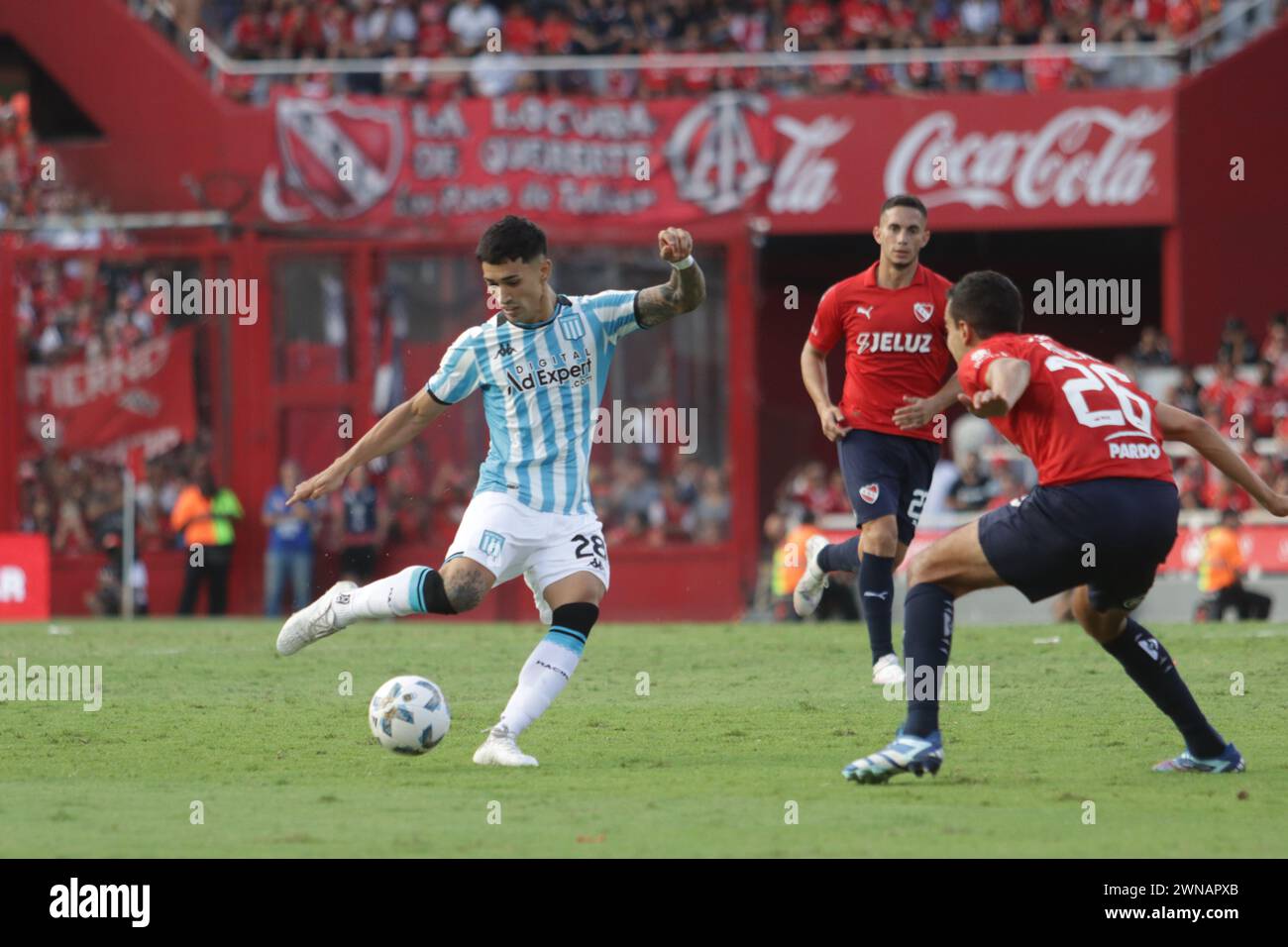 Avellaneda, Argentina, 24, February, 2024. Santiago Solari passes the ball during the match between Independiente vs Racing Club. Stock Photo