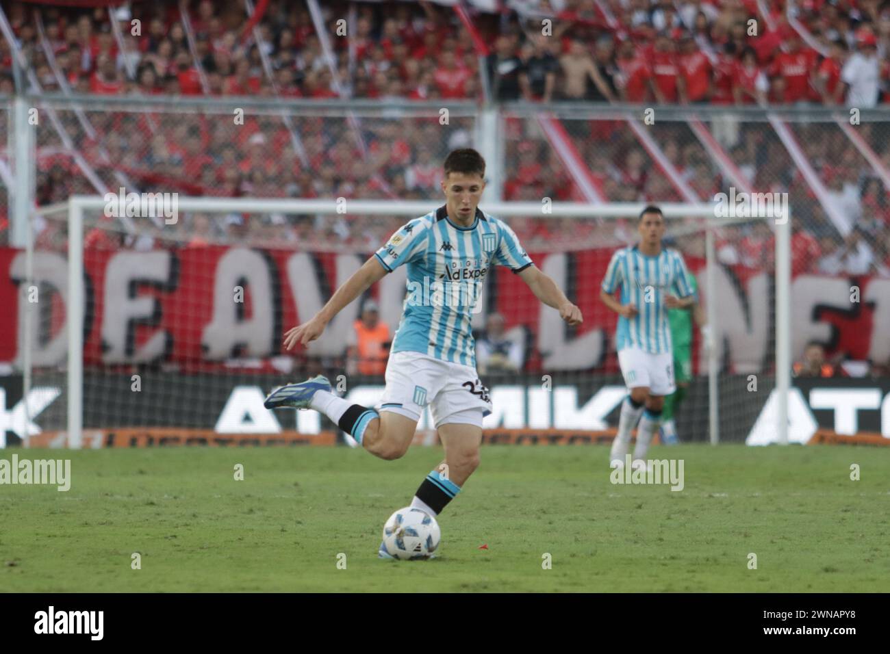 Avellaneda, Argentina, 24, February, 2024. Baltasar Rodriguez dribbles with the ball during the match between Independiente vs Racing Club. Stock Photo