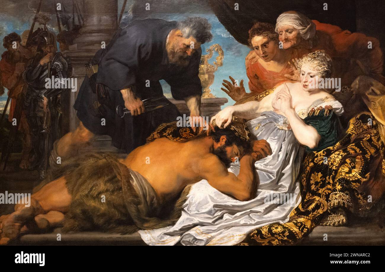 Sir Anthony van Dyck painting, 'Samson and Delilah', 1618-21; Biblical painting by 17th century Flemish painter van Dyck, 1599-1641 Stock Photo