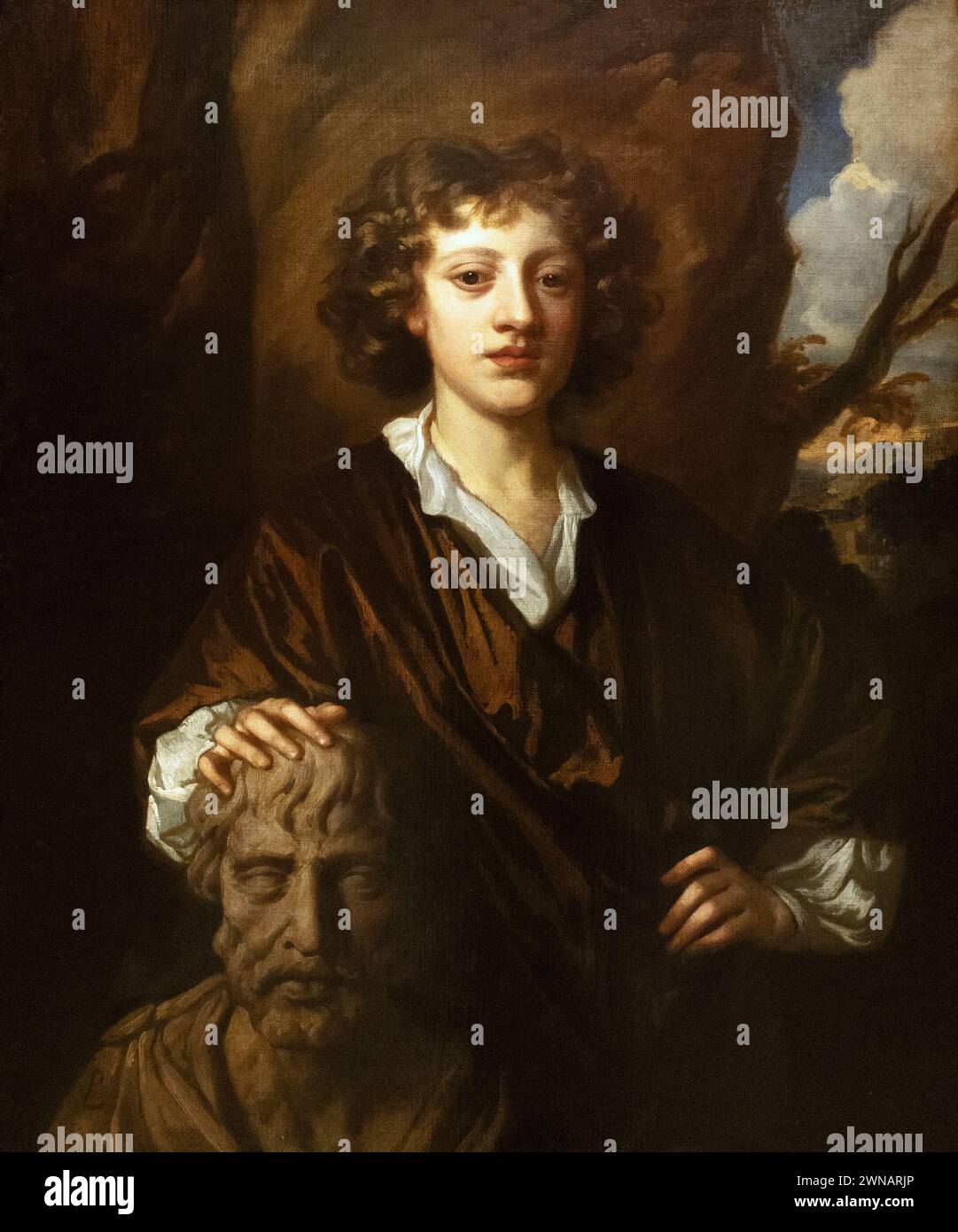 Sir Peter Lely painting, 'Bartholomew Beale', 1670 portrait of Mary Beale's son. 1600s Dutch portrait painter who spent most of his life in England Stock Photo