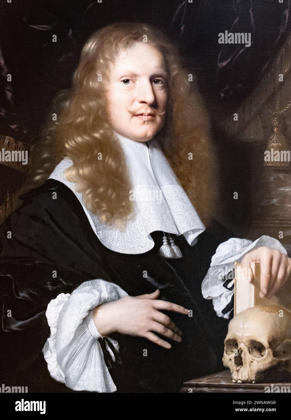 Pieter Nason painting, 'Portrait of a Man' 1663; 17th century Dutch painter; Oil on canvas. Stock Photo