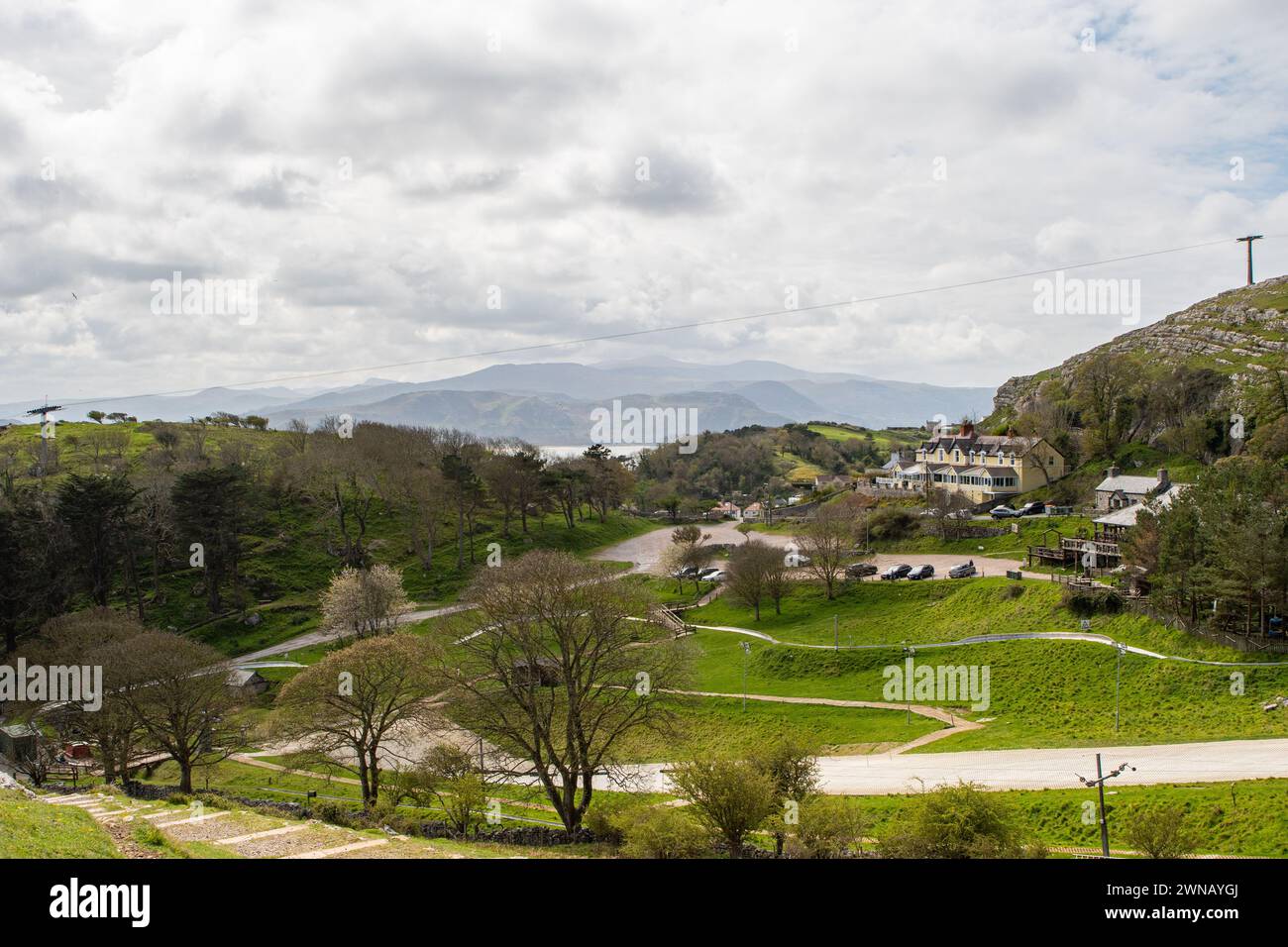 landscape view of llandudno, happy valley botanical gardens Stock Photo