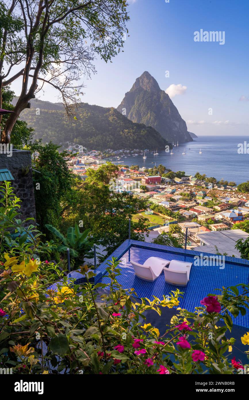 Piton Mountain Views from Green Fig Resort Soufriere, Saint Lucia, West