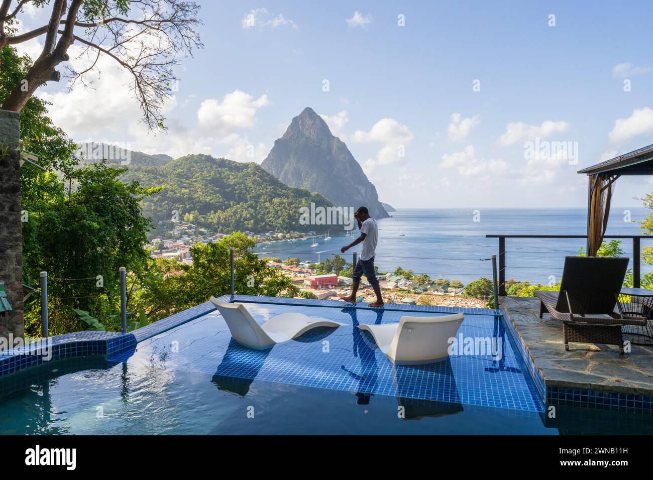 Piton Mountain Views from Green Fig Resort Soufriere, Saint Lucia, West
