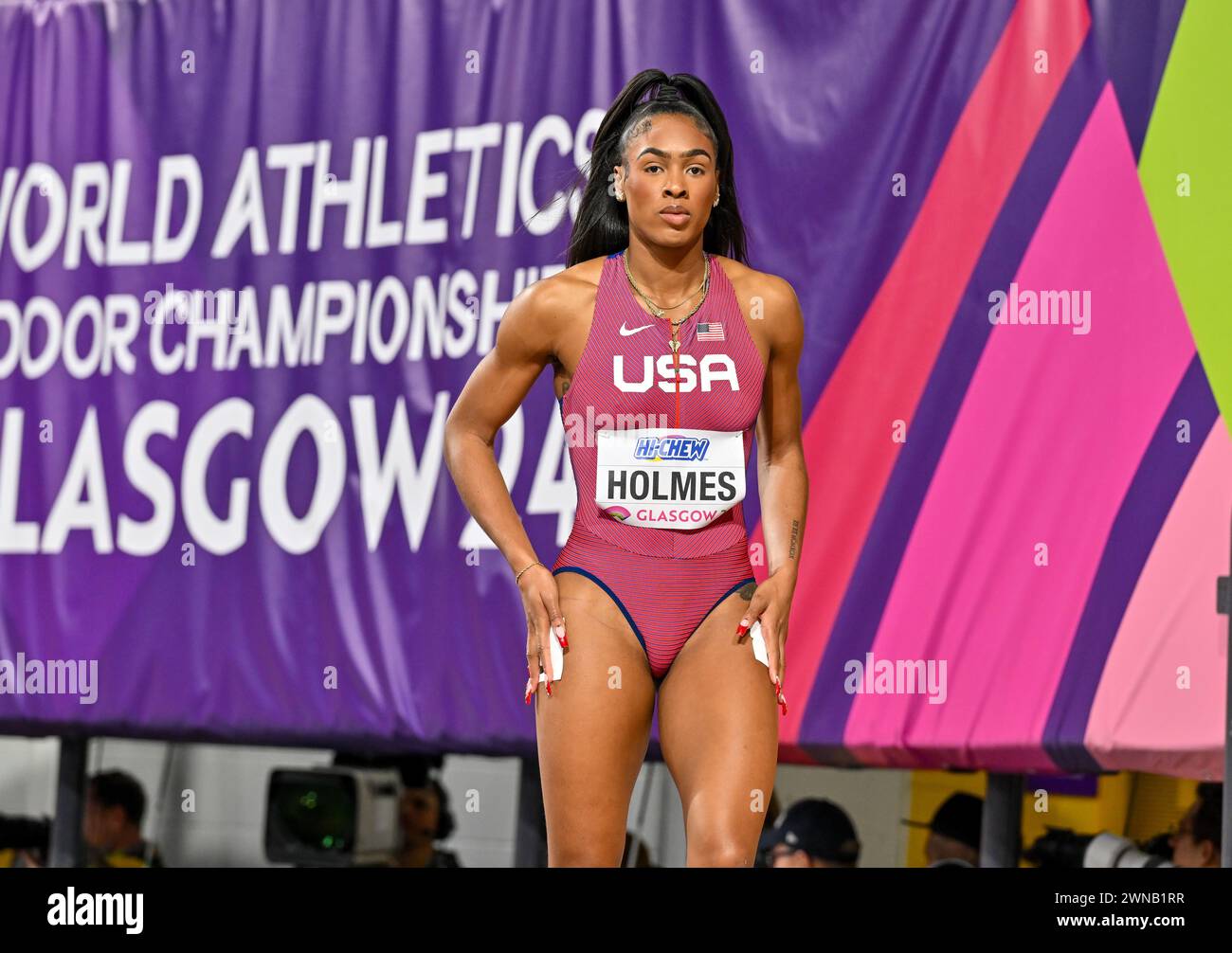Glasgow, Scotland, UK. 01st Mar, 2024. Alexis HOLMES (USA) prepares for