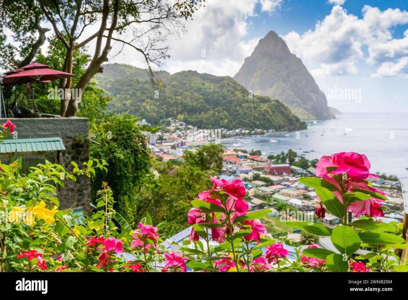 Piton Mountain Views from Green Fig Resort Soufriere, Saint Lucia, West