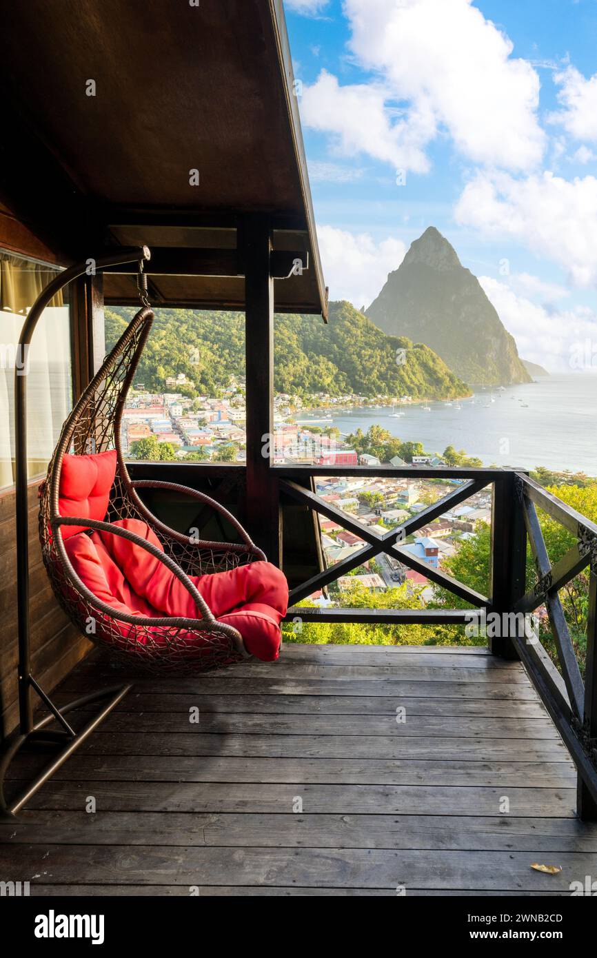 Piton Mountain Views from Green Fig Resort Soufriere, Saint Lucia, West