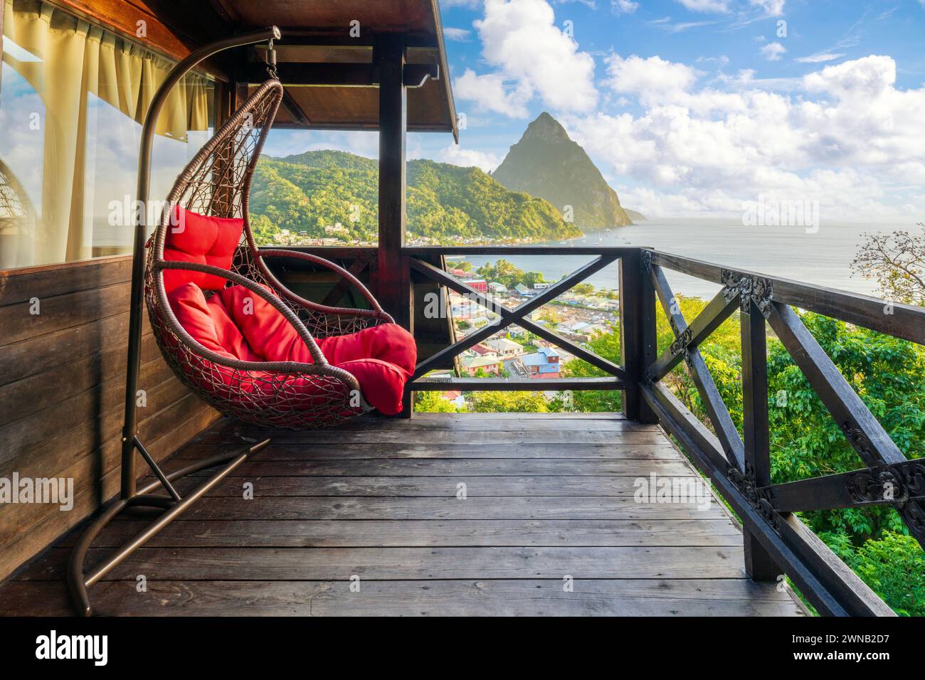 Piton Mountain Views from Green Fig Resort Soufriere, Saint Lucia, West