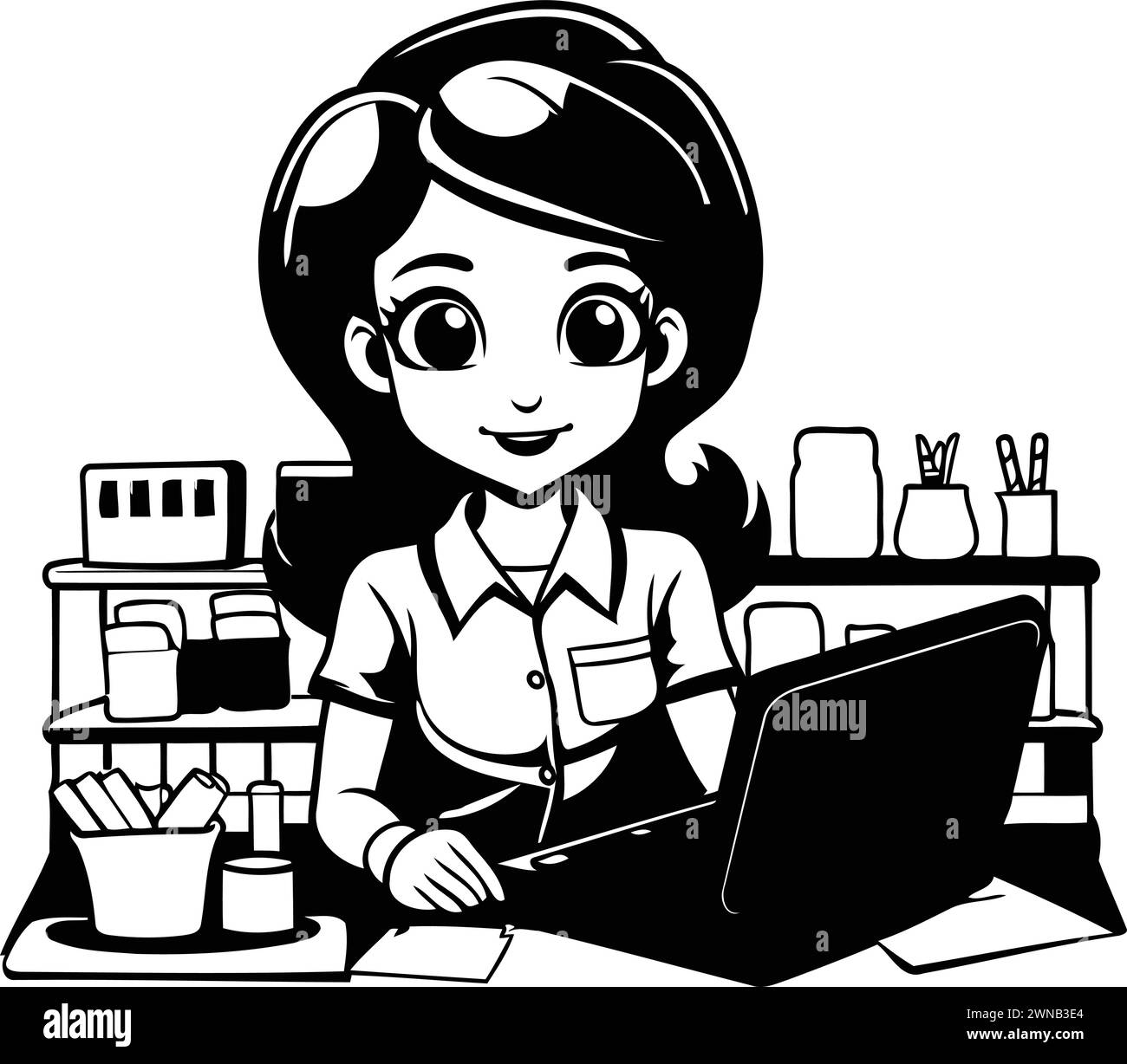 Black woman at computer Black and White Stock Photos & Images - Alamy