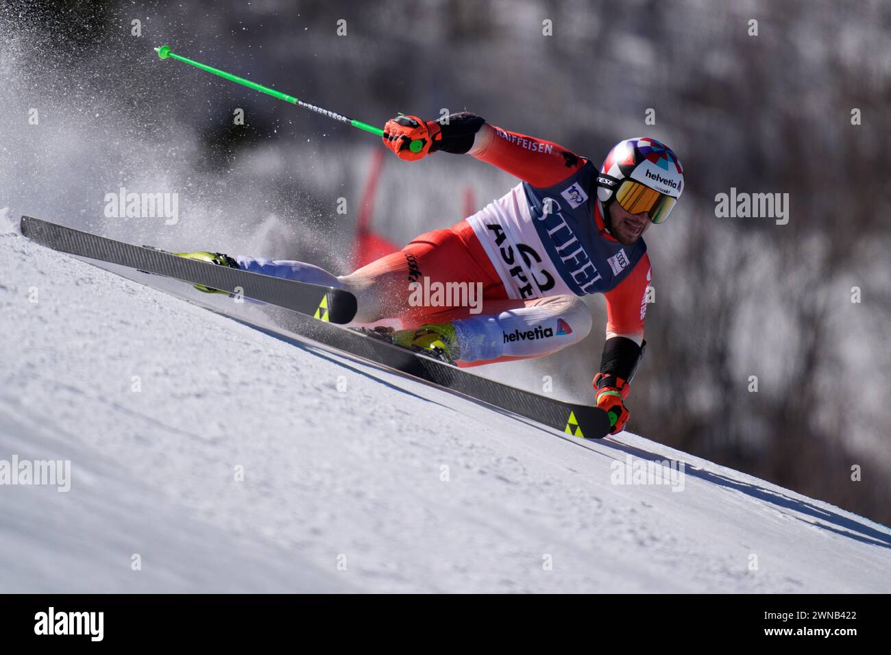 Switzerland's Luca Aerni competes during a men's World Cup giant slalom ...