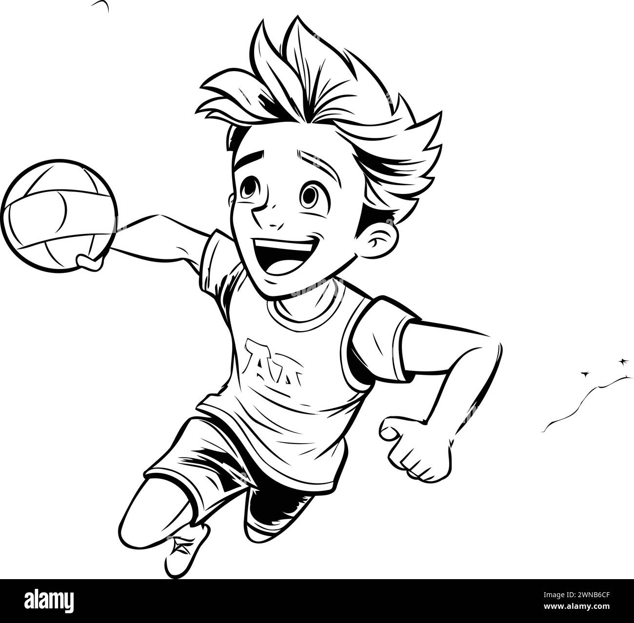 Young volleyball player on white Black and White Stock Photos & Images ...