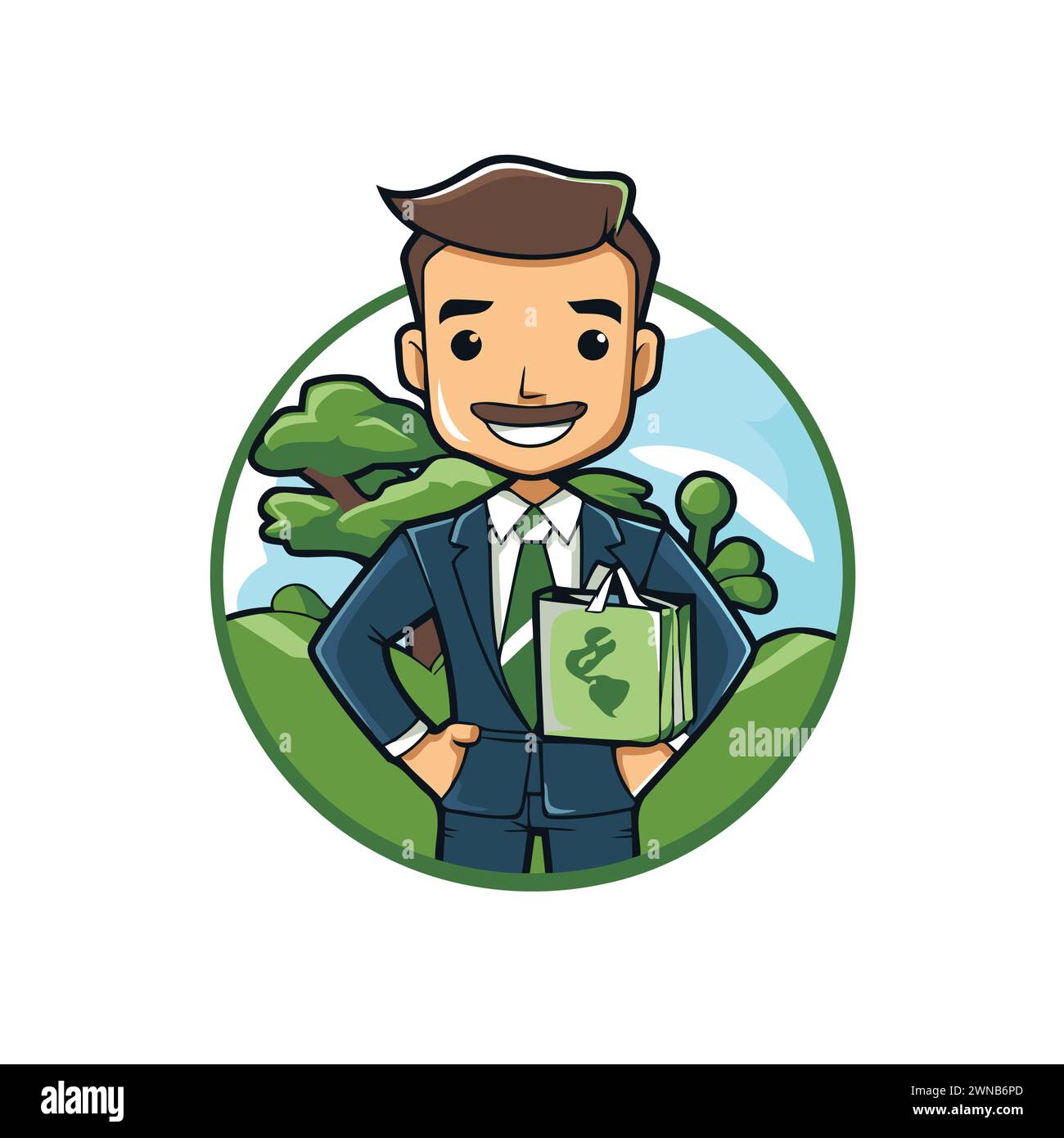 Businessman holding money bag Stock Vector Images - Alamy