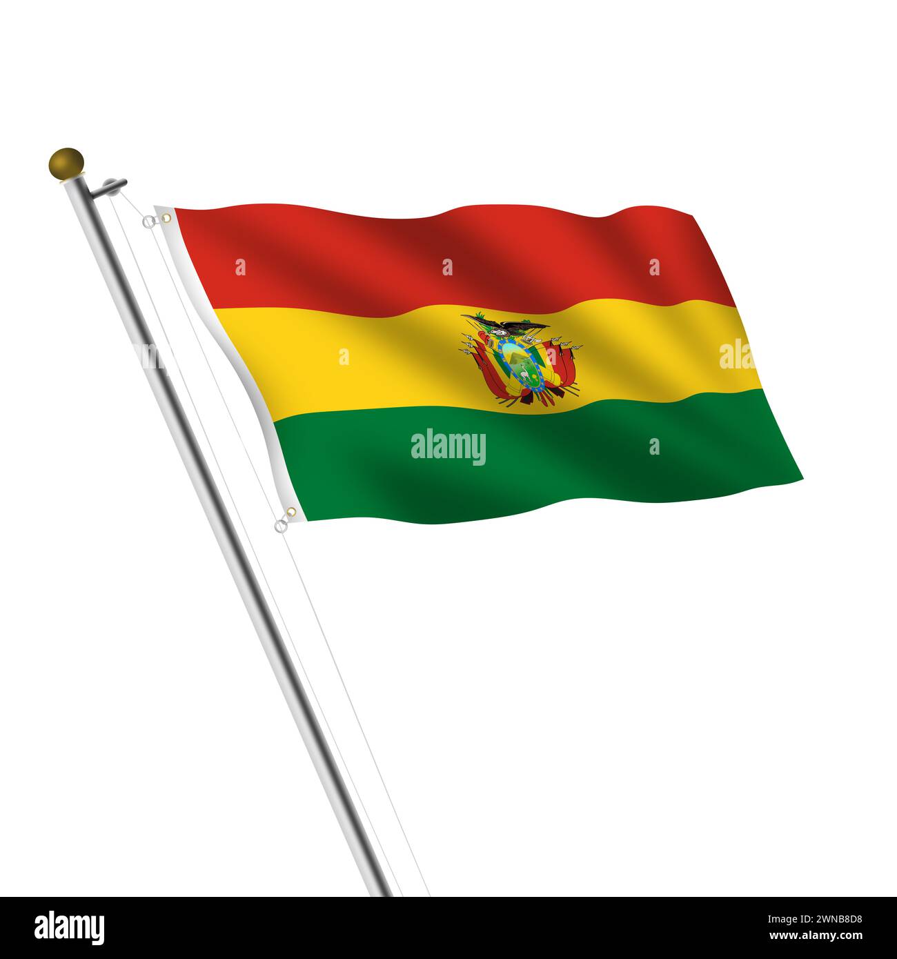Bolivia Flagpole 3d illustration with clipping path Stock Photo