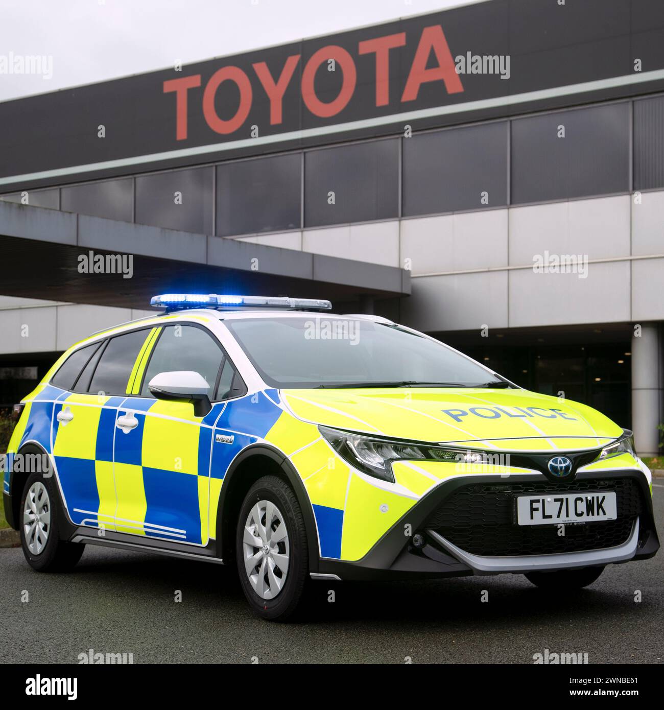 04/11/21   A purpose-built Trek edition Toyota Corolla is handed to Derbyshire Police for appraisal at the car maker’s Derbyshire factory in Burnaston Stock Photo