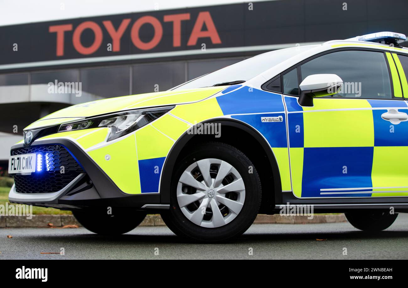 04/11/21   A purpose-built Trek edition Toyota Corolla is handed to Derbyshire Police for appraisal at the car maker’s Derbyshire factory in Burnaston Stock Photo