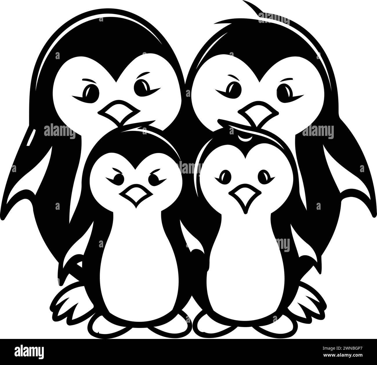 Penguin family icon. Cartoon illustration of penguin family icon for