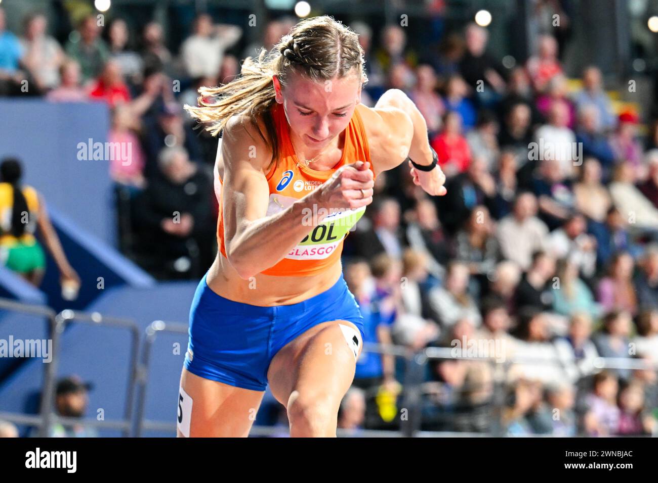 Glasgow, UK. 01st Mar, 2024. GLASGOW, UNITED KINGDOM - MARCH 1: Femke Bol of the Netherlands before competing in the Women's 400m during Day 1 of the World Athletics Indoor Championships Glasgow 2024 at the Emirates Arena on March 1, 2024 in Glasgow, United Kingdom. (Photo by Andy Astfalck/BSR Agency) Credit: BSR Agency/Alamy Live News Stock Photo