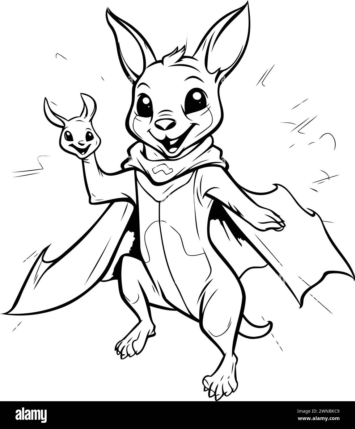 Cartoon Illustration of Superhero Rabbit Comic Character for Coloring Book Stock Vector