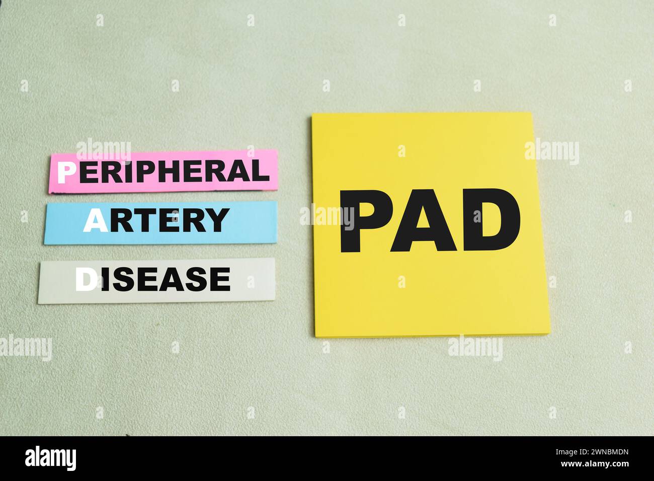 Peripheral Write Concept of PAD - Peripheral Artery Disease write on sticky notes ...