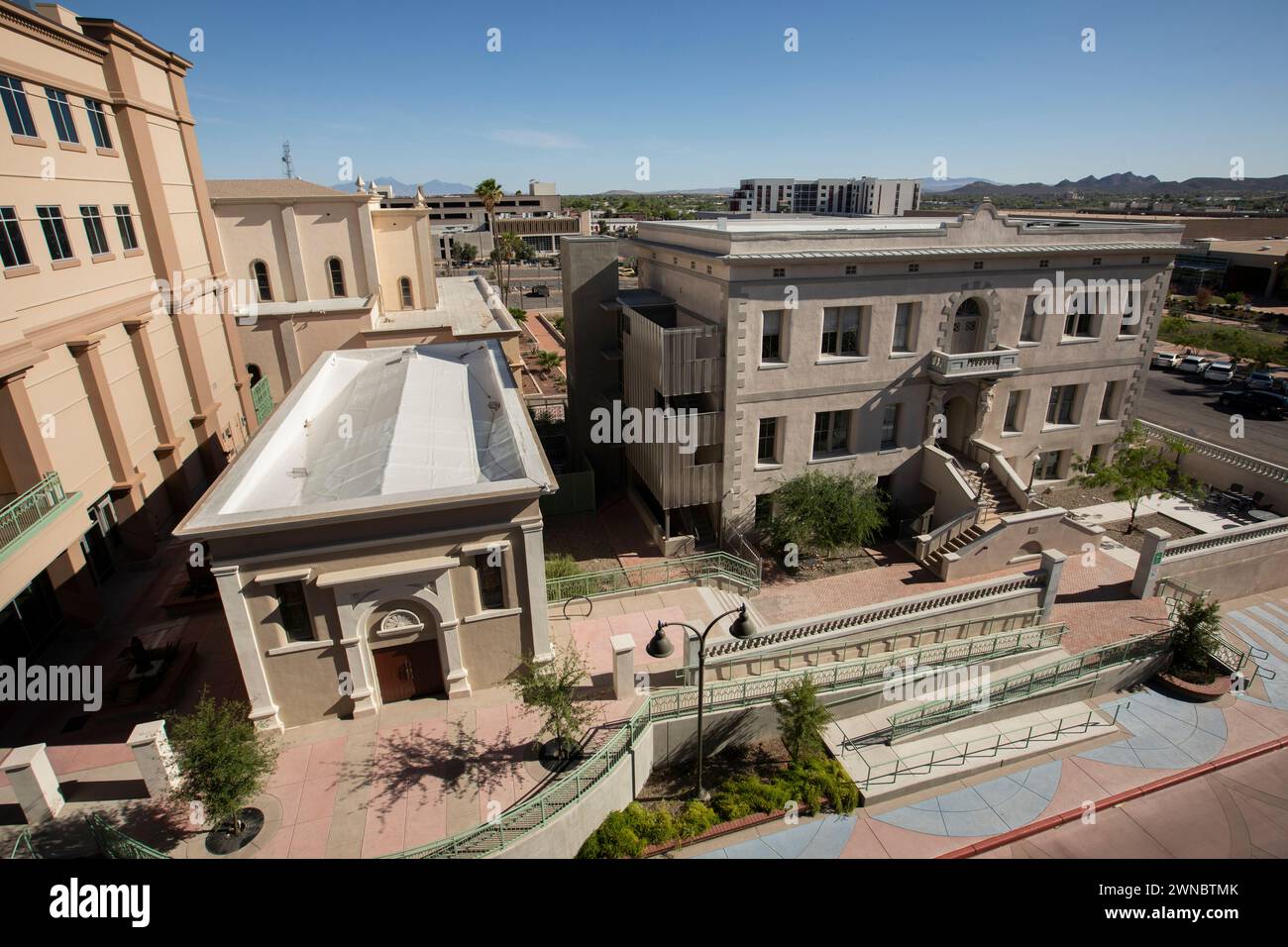 Afternoon view of historic buildings in the heart of downtown Tucson ...