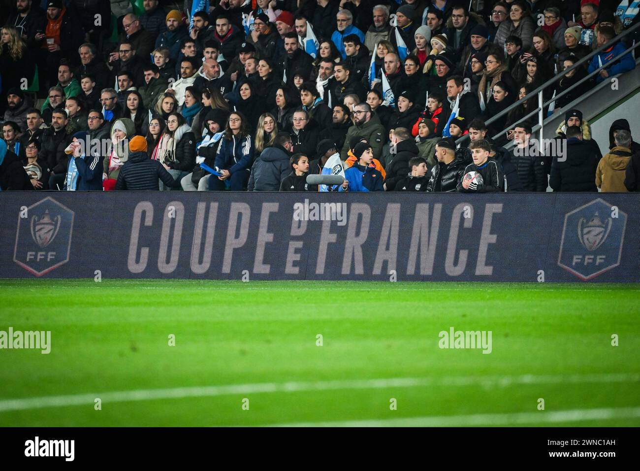 Illustration during the French Cup, Quarter-Finals football match between Le Puy Foot 43 Auvergne and Stade Rennais (Rennes) on February 29, 2024 at Geoffroy Guichard stadium in Saint-Etienne, France Stock Photo