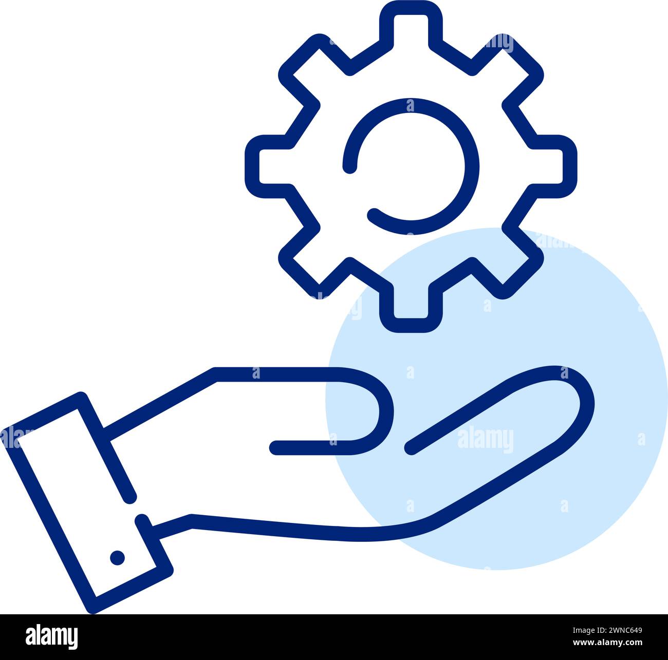 Hand holding a cogwheel. Manual control and precision. Handson customization and adjustment