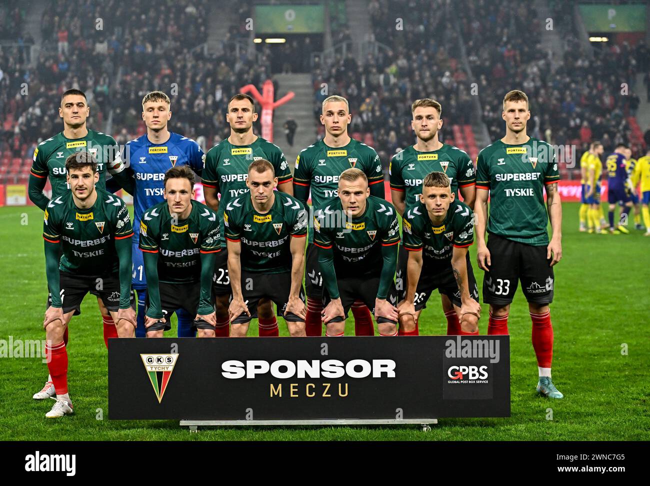 2024.03.01 Tychy Pilka nozna Fortuna 1 Liga sezon 2023/2024 GKS Tychy - Arka Gdynia N/z druzyna GKS Tychy Foto Lukasz Sobala / PressFocus  2024.03.01 Tychy Football Polish Fortuna First League season 2023/2024 GKS Tychy - Arka Gdynia druzyna GKS Tychy Credit: Lukasz Sobala / PressFocus Stock Photo