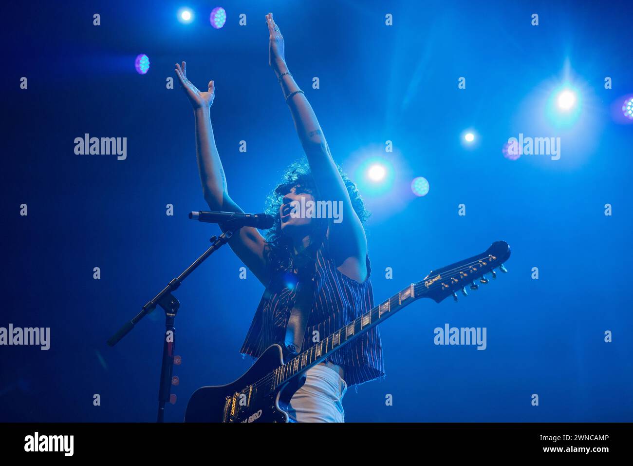 London, UK. March 1st, 2024. Singer Towa Bird performs at the Eventim Apollo in Hammersmith as part of Renee Rapp’s Snow Hard Feelings Tour 2024. Credit: Katie Collins/EMPICS/Alamy Live News Stock Photo